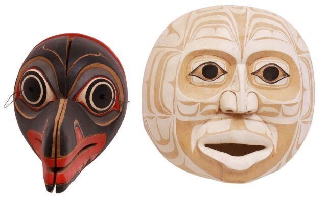 Appraisal: lot of Northwest Coast style carved wood masks including transformation