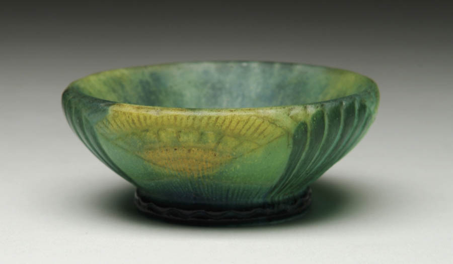 Appraisal: A WALTER PATE DE VERRE BOWL Green yellow and blue