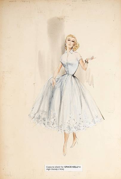 Appraisal: A Grace Kelly costume design sketch from High Society Metro-Goldwyn-Mayer