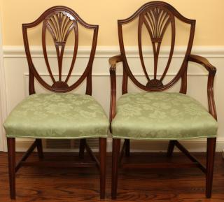 Appraisal: ENGLISH HEPPLEWHITE MAHOGANY DINING CHAIRS C ENGLISH HEPPLEWHITE MAHOGANY DINING