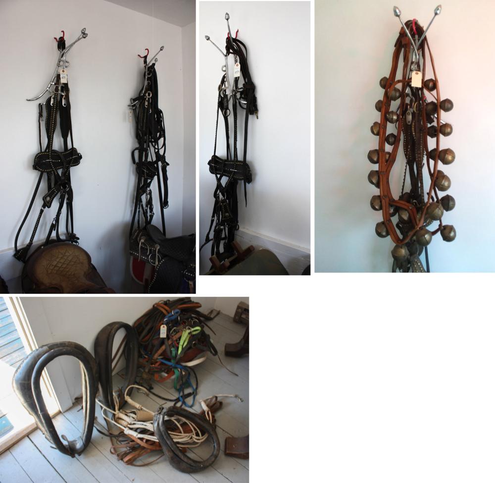 Appraisal: VINTAGE LEATHER HORSE TACK COLLECTION reins harnesses collars all horse