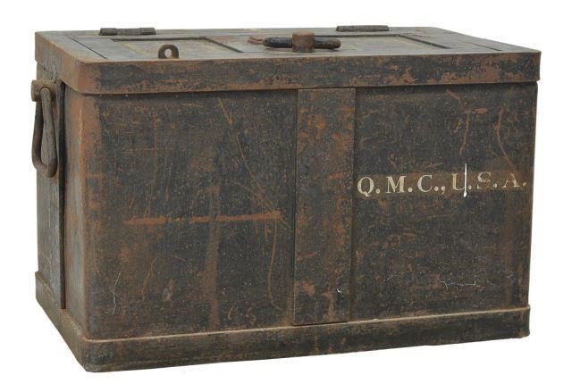 Appraisal: American WWI-era military iron safe strong box Victor Safe Lock