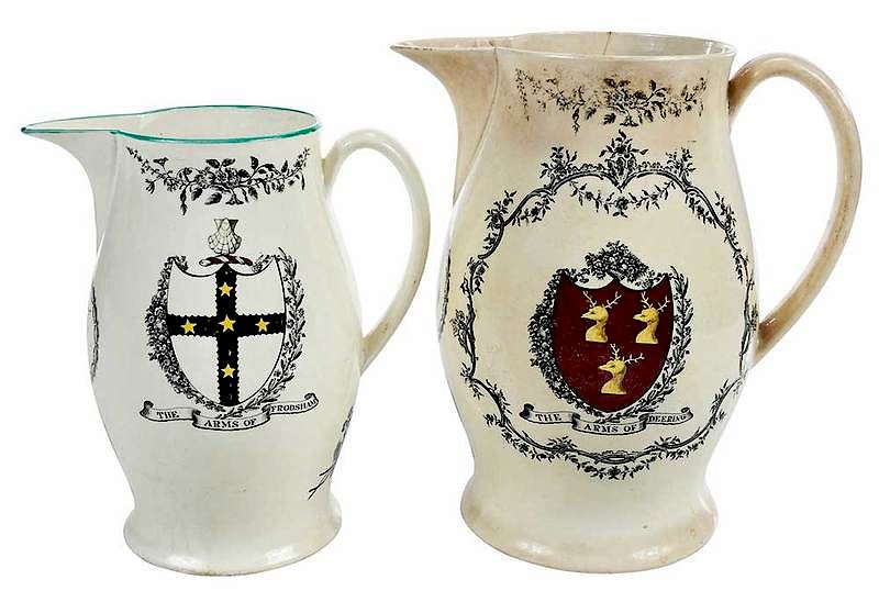 Appraisal: Two Liverpool Creamware Commemorative Pitchers British early th century two