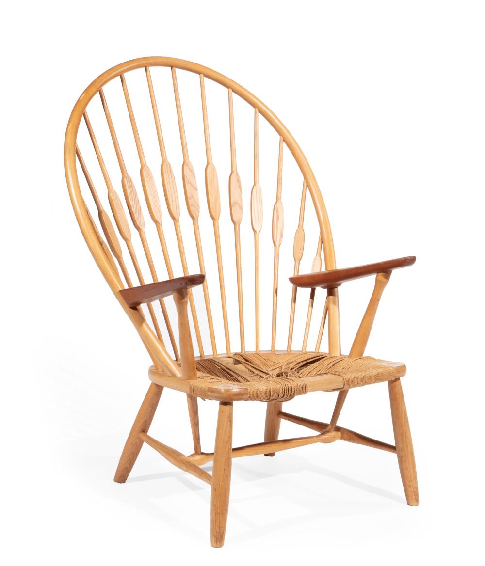 Appraisal: Hans Wegner Oak Peacock Armchair designed model JH marked Johannes