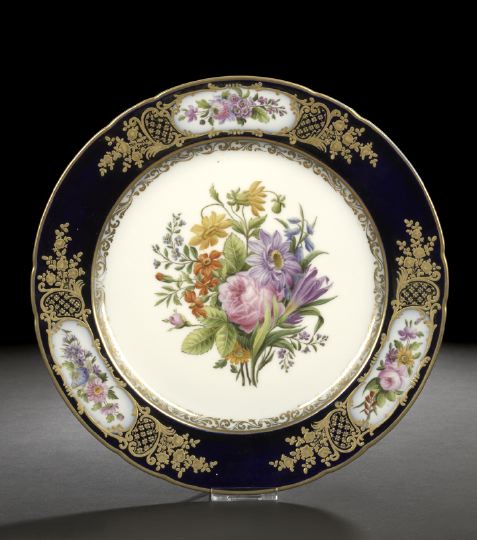 Appraisal: Fine Boyer Paris Lavishly Floral-Decorated Porcelain Dinner Plate second quarter