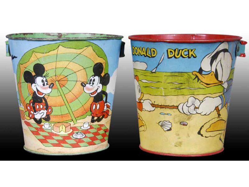 Appraisal: Lot of Walt Disney Tin Ohio Art Character Sand Description