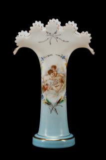 Appraisal: Bohemian White Blue Enameled Glass Vase Bohemian late th century