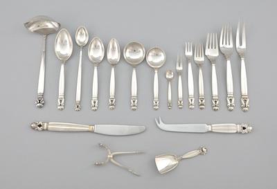 Appraisal: A Collection of George Jensen Acorn Sterling Silver Flatware Consisting