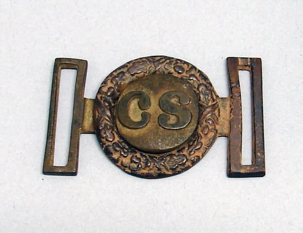 Appraisal: Confederate CS two-piece tongue in wreath buckle S