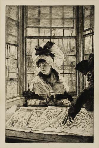 Appraisal: JAMES JACQUES TISSOT Histoire ennuyeuse Etching and drypoint on antique