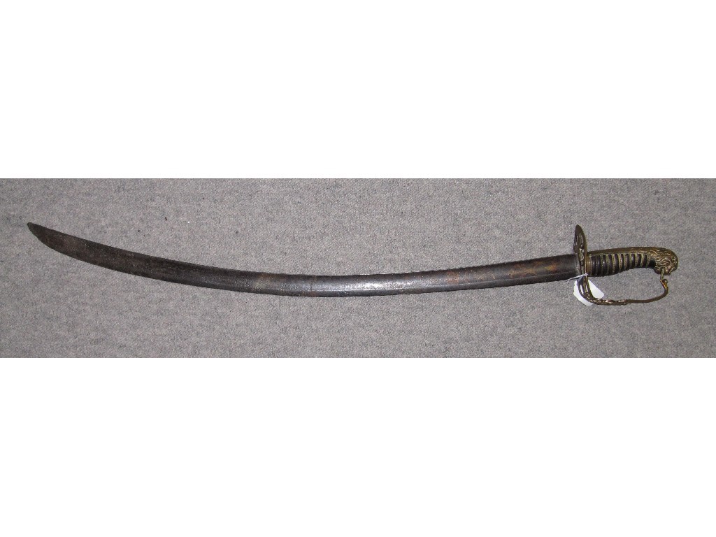 Appraisal: Cavalry sabre with wire bound hilt and lion's head pommel