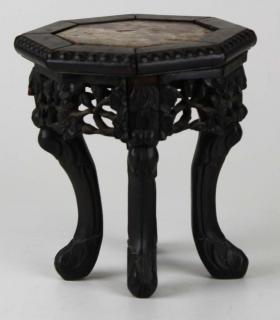 Appraisal: th c miniature Chinese plant stand with marble top ht