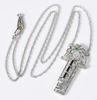 Appraisal: Platinum Art Deco Pear Diamond Pendant Art Deco Platinum pendant