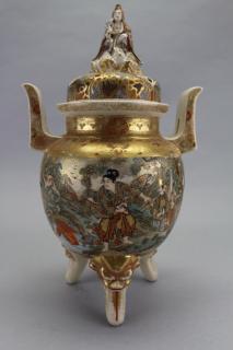 Appraisal: Fine Figural Antique Japanese Satsuma Censer Fine Figural Antique Footed