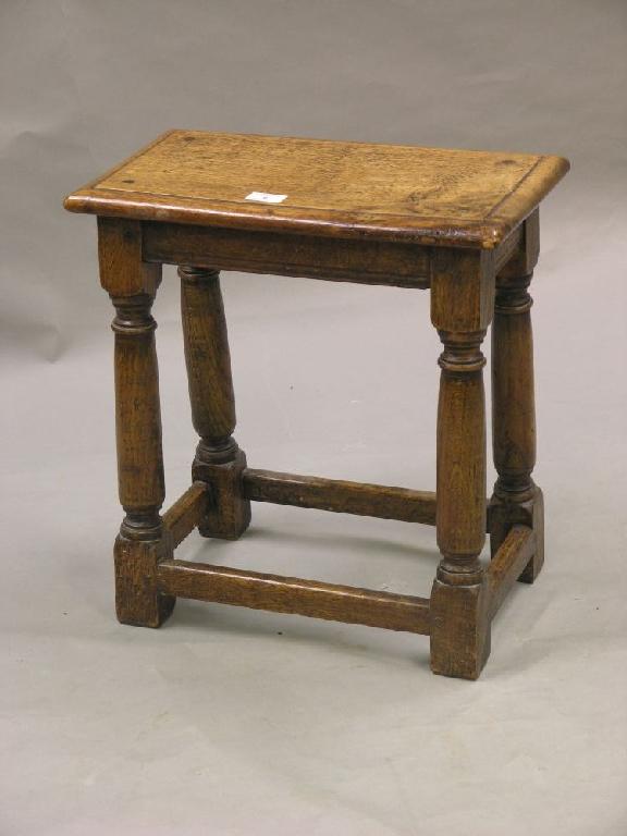 Appraisal: An oak joint stool on plain baluster turned legs ft