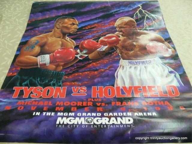 Appraisal: Autographed Holyfield vs Tyson Poster the boxing match held Nov