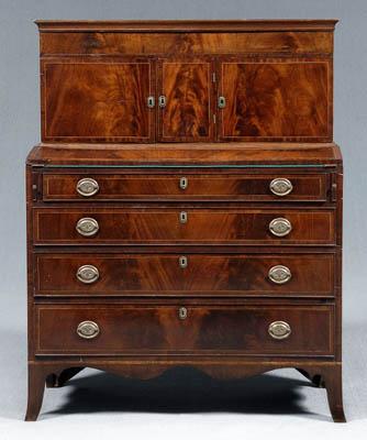 Appraisal: New England Federal lady s desk highly figured mahogany veneers