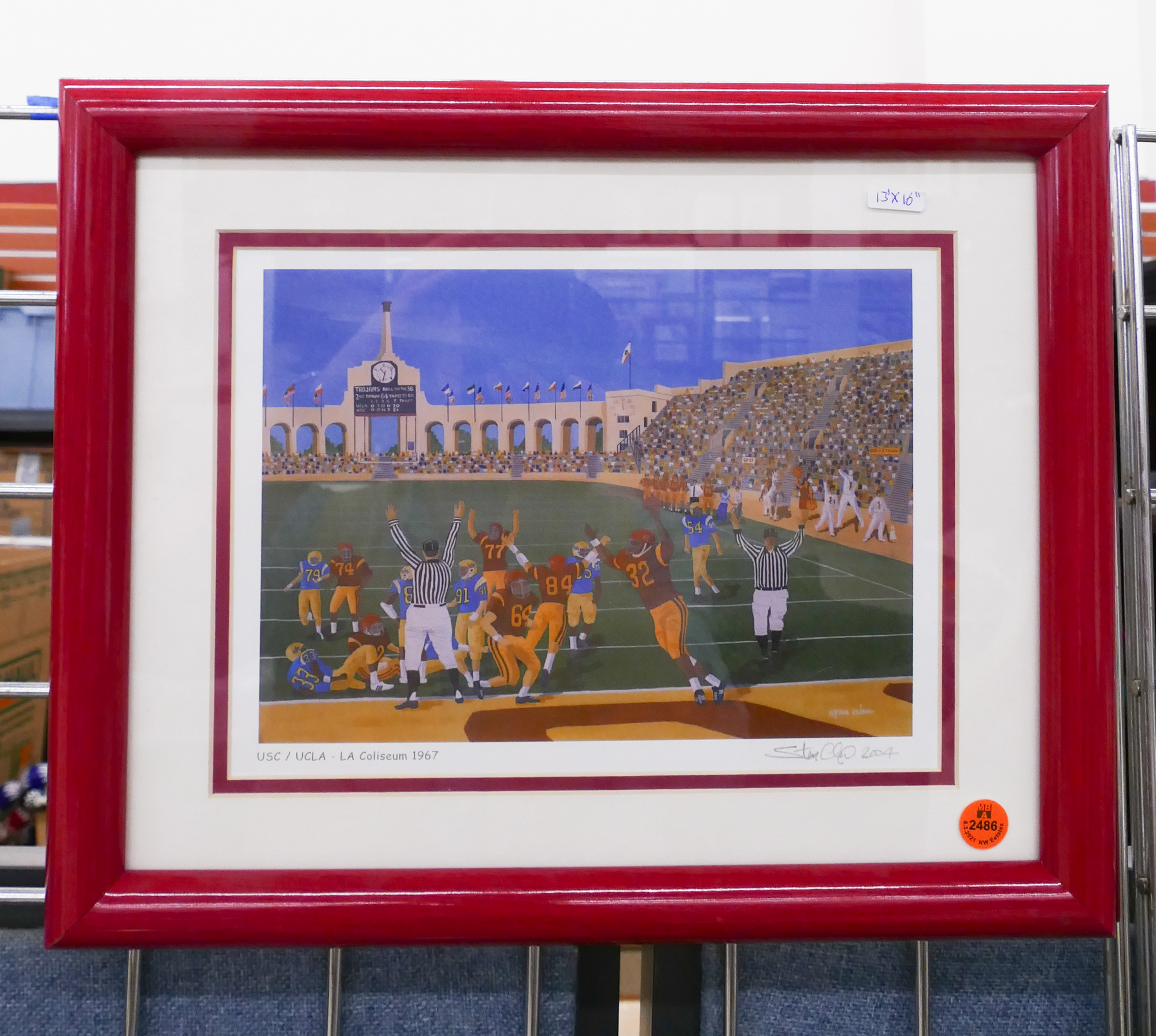 Appraisal: Stan Cline College Football S N Print Framed- x ''