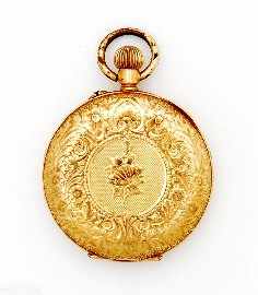 Appraisal: A lady's ct gold pocket watch with white dial and