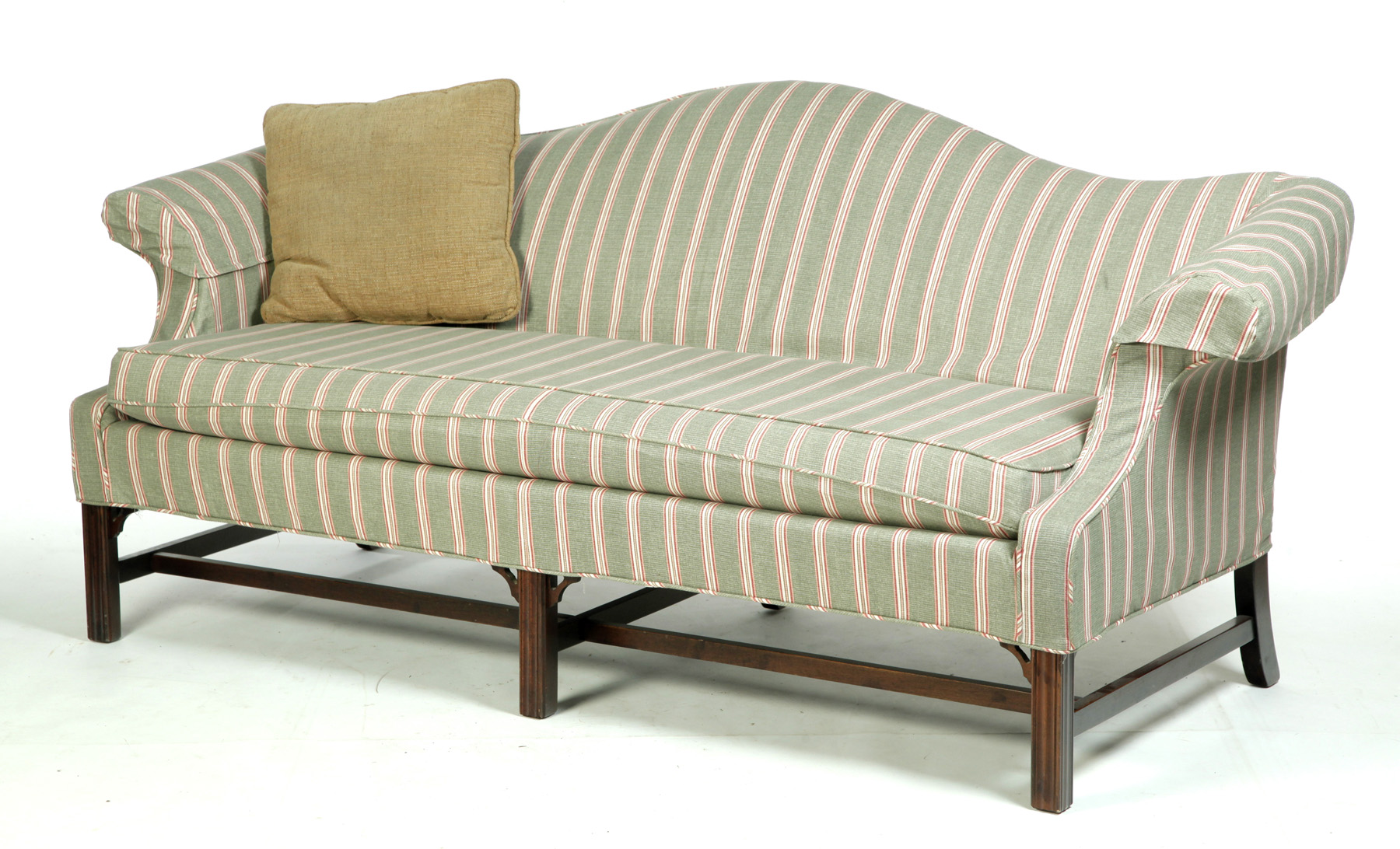 Appraisal: CHIPPENDALE-STYLE SOFA Twentieth century mahogany Camel back with reeded legs