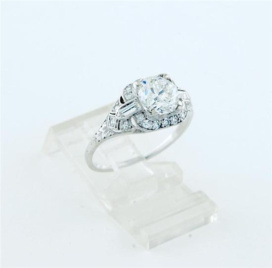 Appraisal: Art Deco platinum diamond ring circa center diamond ct color