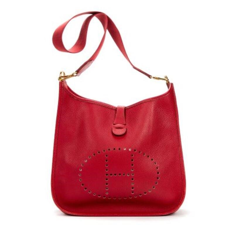 Appraisal: Hermes Evelyne I GM shoulder bag in red grained leather