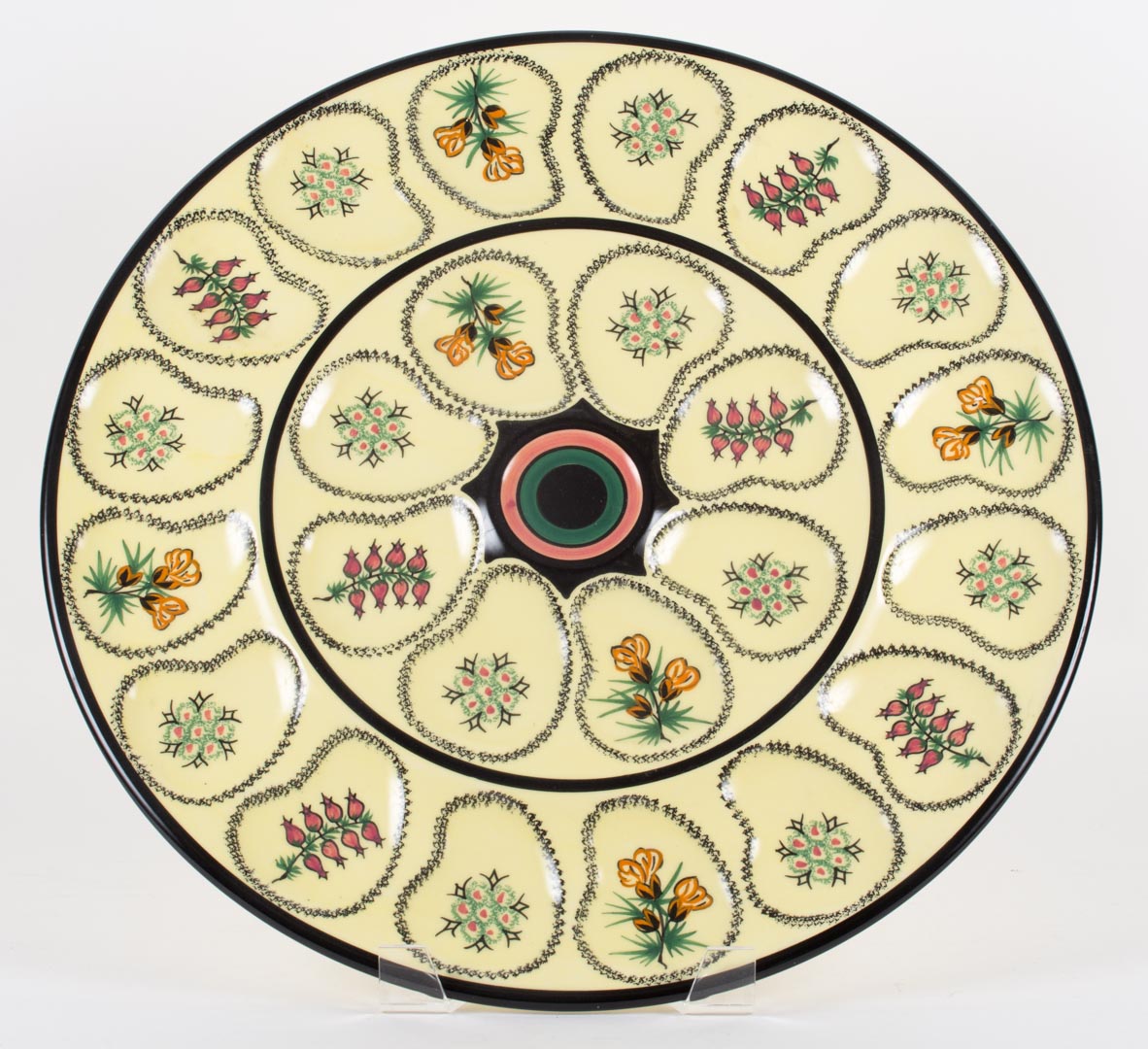 Appraisal: Henriot Quimper faience circular oyster tray late th century floral