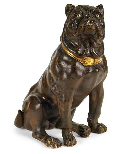 Appraisal: A Continental parcel gilt carved wood model of a bulldog