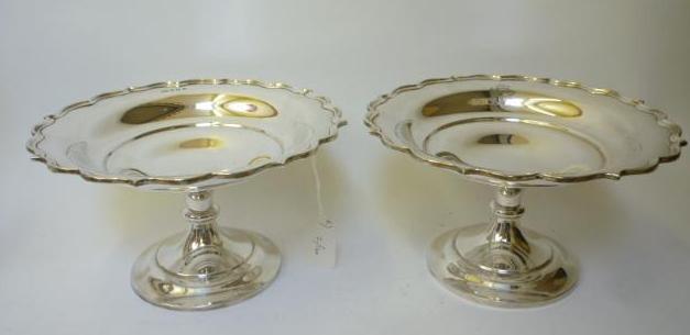 Appraisal: A PAIR OF PEDESTAL TAZZE maker Fattorini Sons Birmingham of