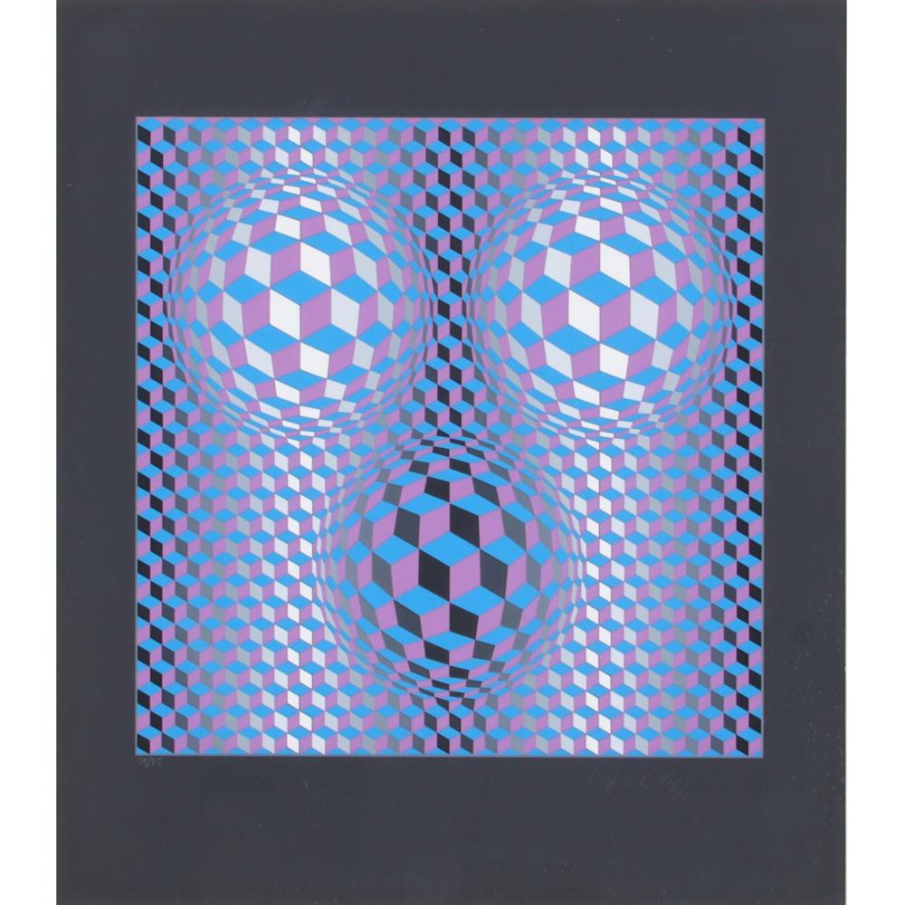 Appraisal: VICTOR VASARELY FRENCH HUNGARIAN - THREE SPHERES OP ART SERIGRAPH