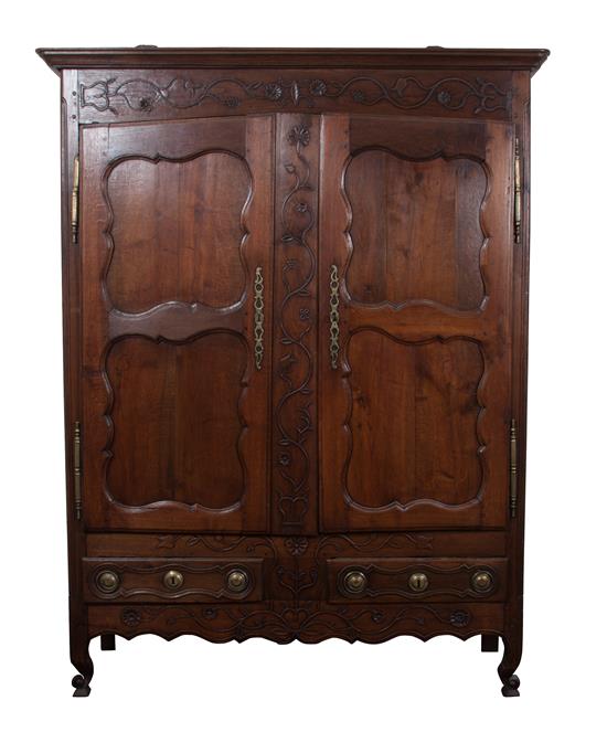 Appraisal: Sale Lot A French Relief Carved Oak Armoire the rectangular