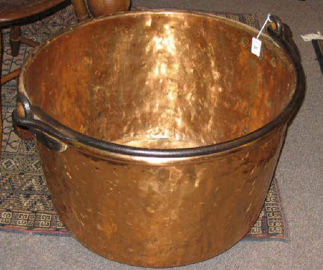 Appraisal: MASSIVE COPPER JAM KETTLE Large reservoir is mounted with a