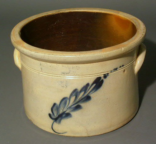 Appraisal: Stoneware crock one and a half gallon with blue leaf