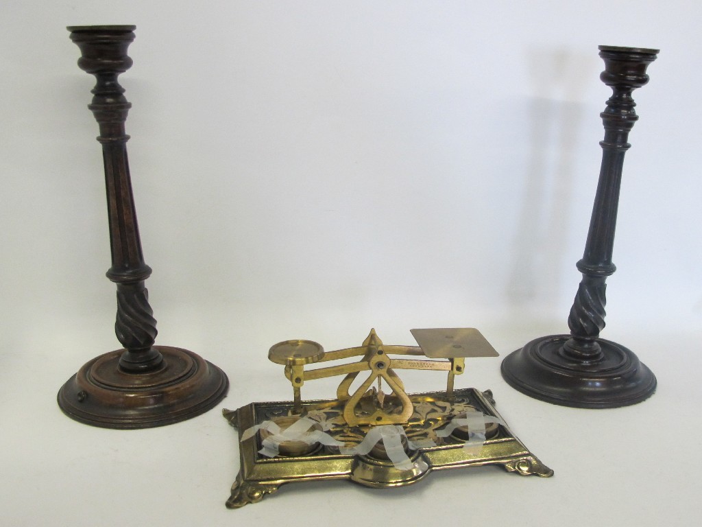 Appraisal: Pair of Georgian carved mahogany candl