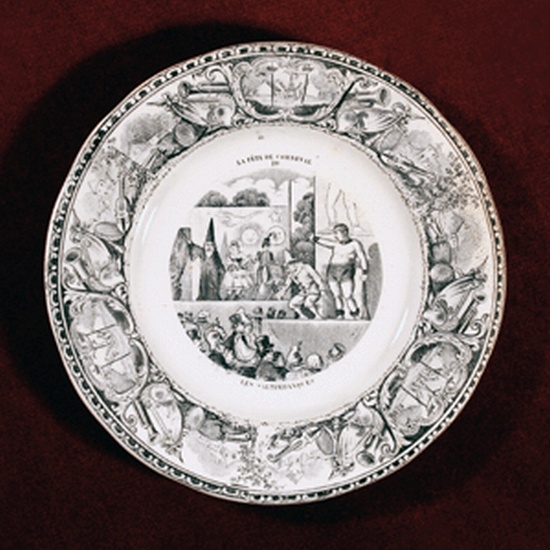 Appraisal: PLATE Les Saltimbanques Bone china plate with pictorial border in