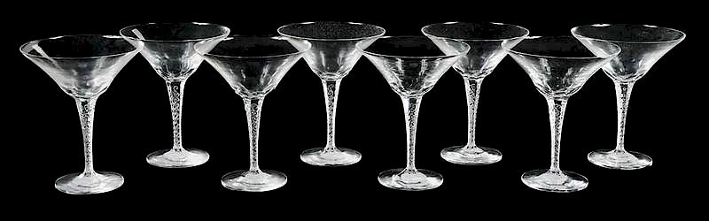 Appraisal: Set Eight Treves Martini Glasses engraved Lalique France - in