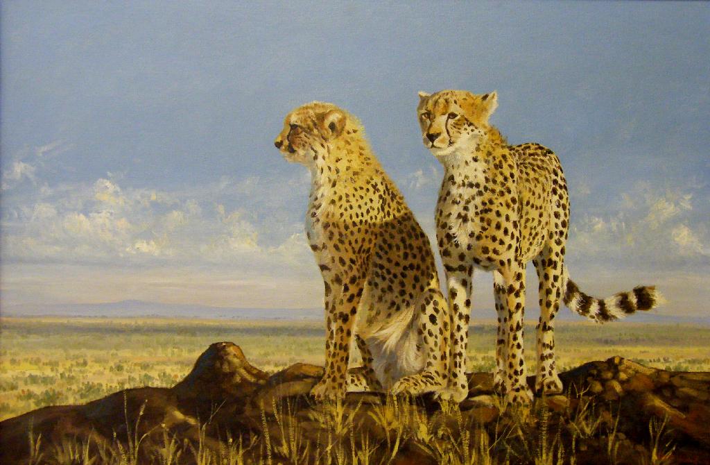 Appraisal: By Burt Lewington contemporary South African - pair of cheetahs