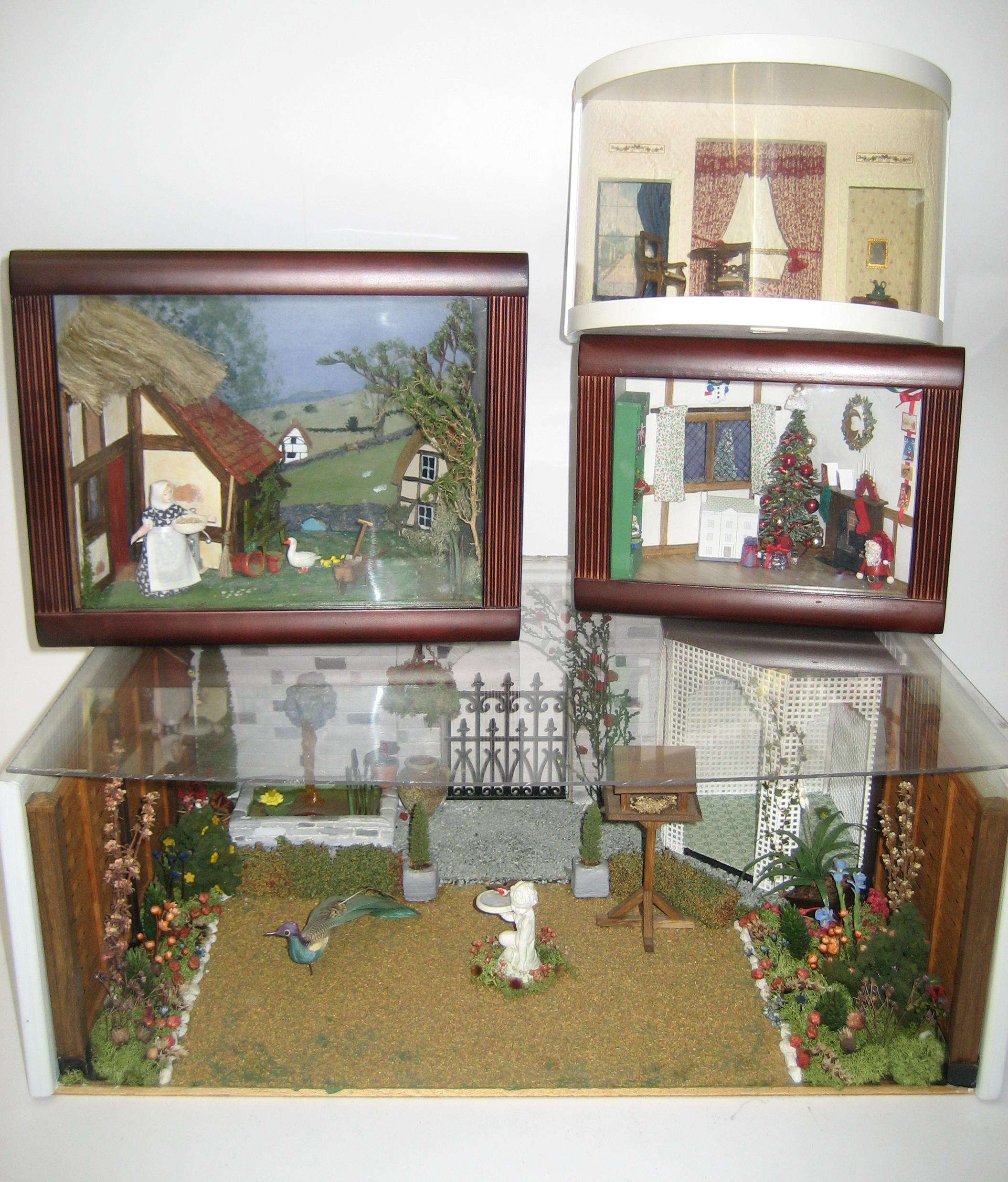 Appraisal: A doll's garden painted wood construction with flower beds fountain