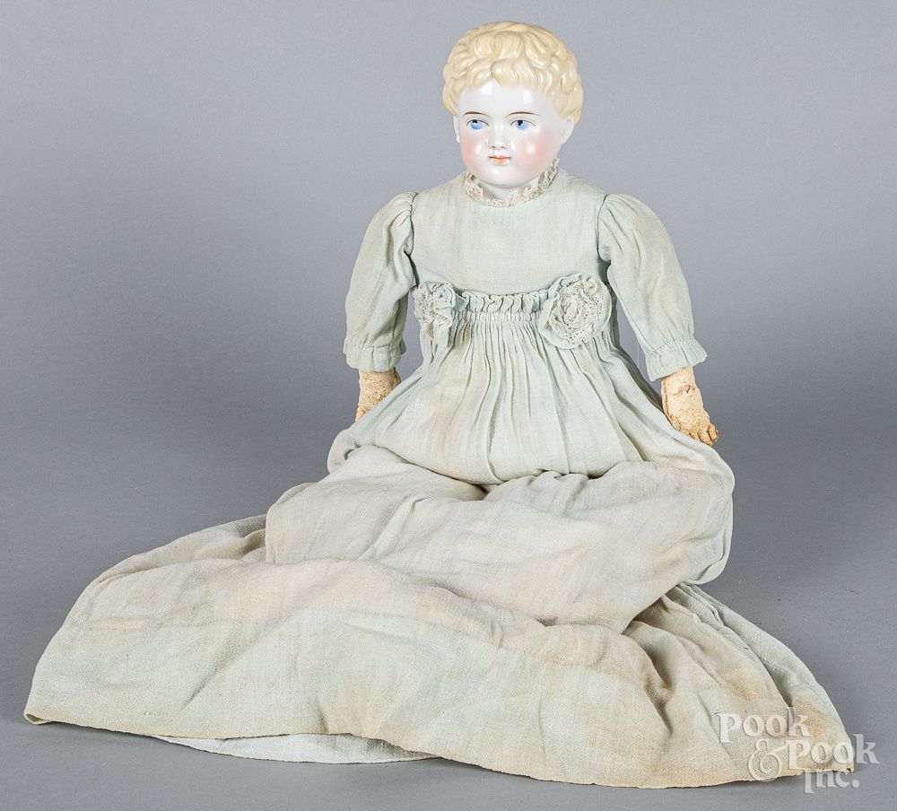 Appraisal: Large bisque head and shoulder doll Large bisque head and