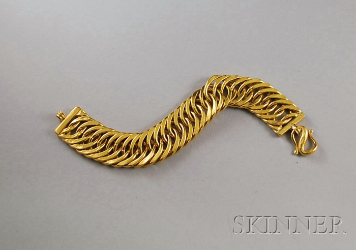 Appraisal: Heavy kt Gold Circle Link Bracelet lg in total dwt