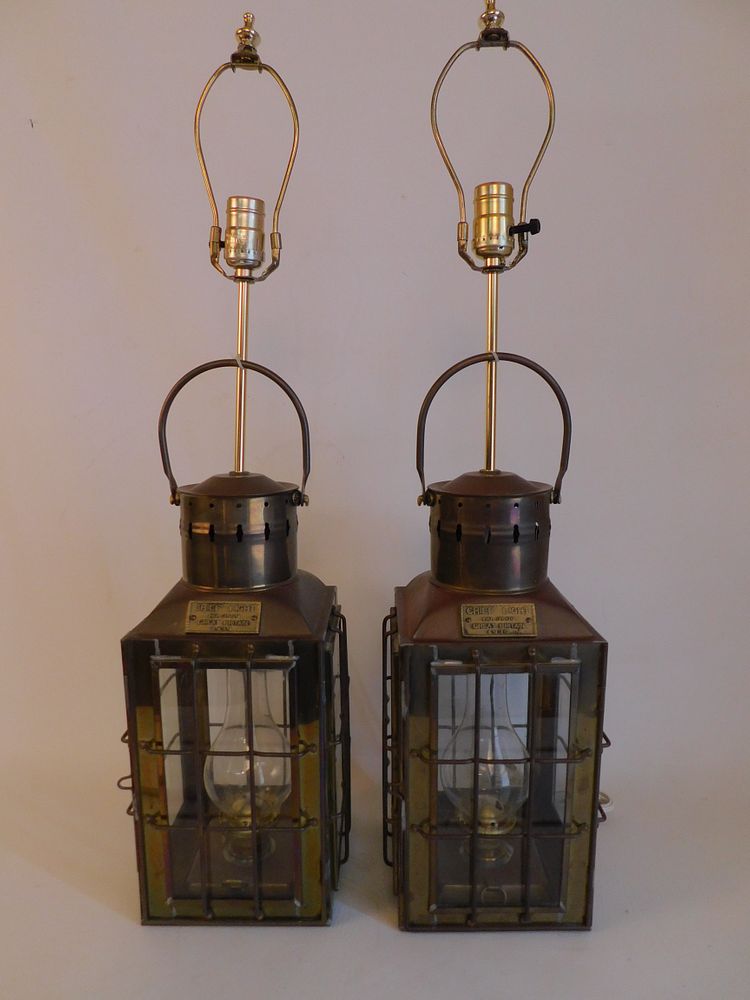 Appraisal: PAIR SHIP'S CHIEF LIGHTS Pair old fluid electric nautical table