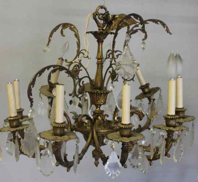 Appraisal: Gilt Metal Light Chandelier From a Manhattan NY estate Dimensions