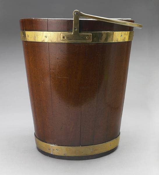 Appraisal: A George III Irish mahogany and brass bound bucket late