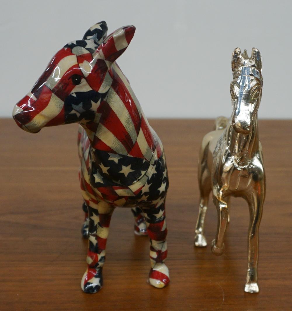 Appraisal: PAINTED METAL HORSE AND COMPOSITE DONKEYPainted Metal Horse and Composite