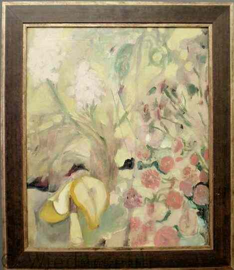 Appraisal: Colorful oil on canvas painting of flowers th c probably