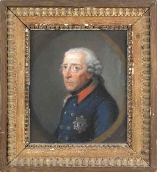 Appraisal: Attributed to Antoine Pesne pastel on paper portrait of Frederich