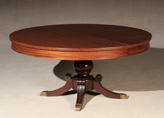 Appraisal: George III Style Mahogany Circular Pedestal Extension Dining Table Early