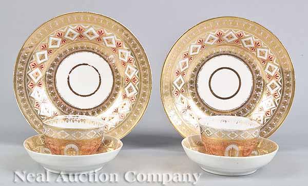 Appraisal: A Pair of English Regency Porcelain Circular Dishes c richly