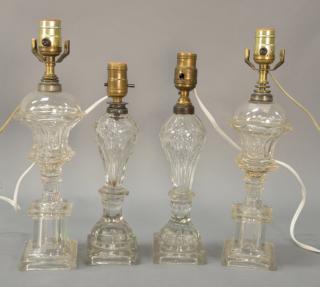 Appraisal: Two pairs of whale oil lamps ht Two pairs of