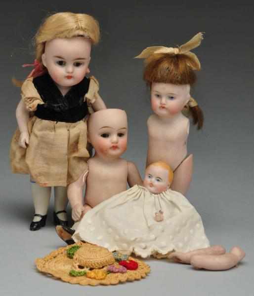 Appraisal: Lot of German All Bisque Dolls Description Kestner child no